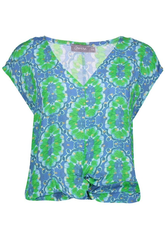 V HALS TOP MET TILE DESSIN 53483 20 000625 BLUE/GREEN